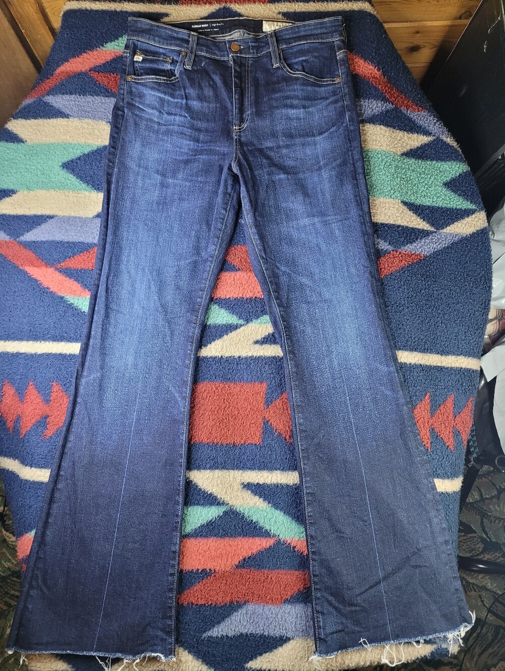 Adriano Goldschmied Farrah Boot Cut Jeans Womens 31 x 32 High Rise Dark Raw Hem